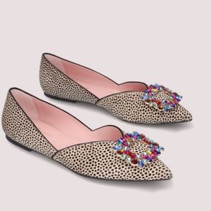 Pretty Ballerinas Leopard Print Flats with Jewel Embellishment